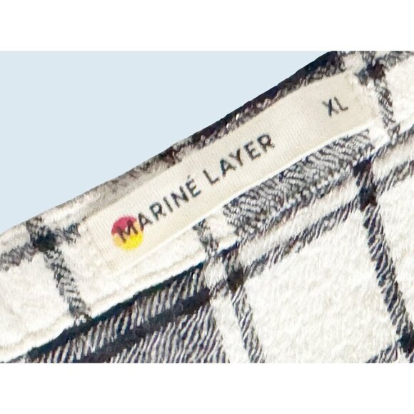 MARINE LAYER Jamie Ruffle Black and White Light Flannel Top Sz XL - Picture 6 of 8